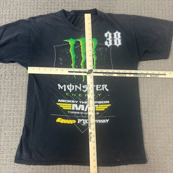 Vintage Y2K Monster Shirt Cotton Sun Faded Distressed Racing Motto Sports Tee - Picture 3 of 10